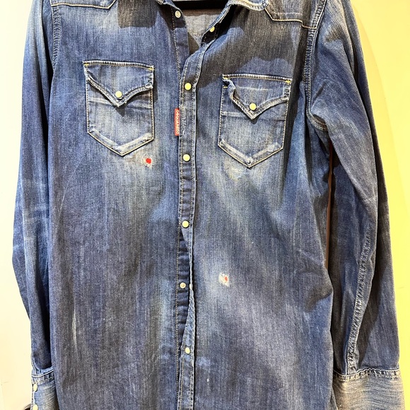 DSQUARED2 Tops - D-squared western Button-Up Shirt in Faded Blue